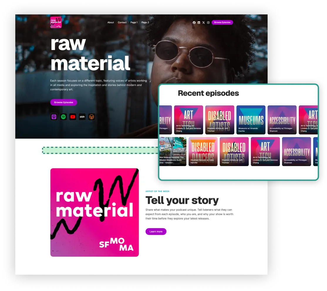 Buzzsprout website alternative sections