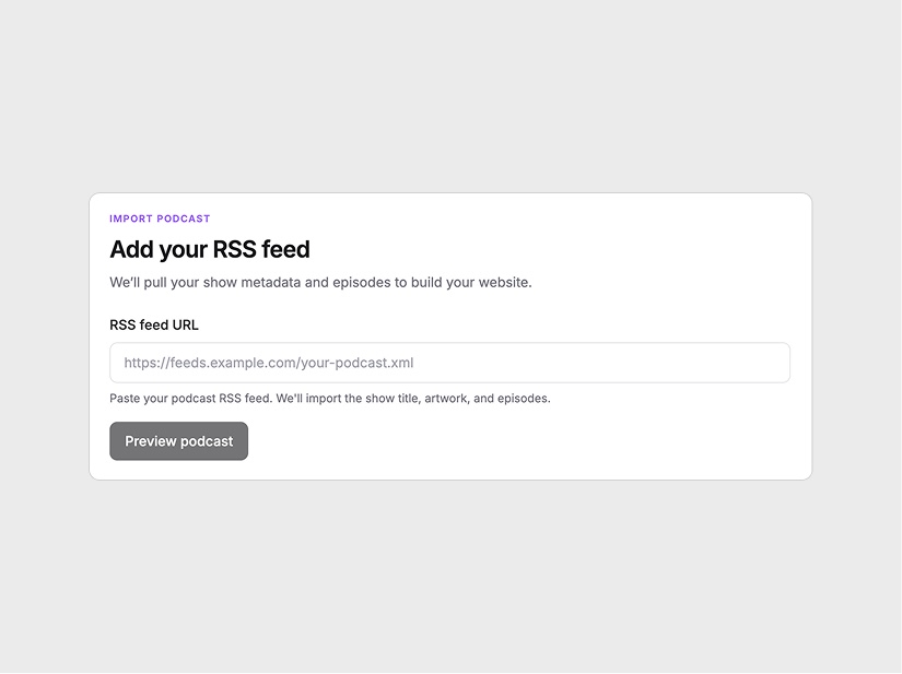 Import Buzzsprout RSS feed